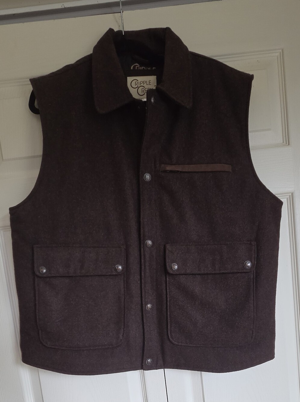 Ripple Creek Men's Dark Brown Wool Blend Utility Vest